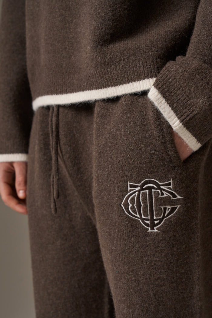MONOGRAM KNITTED JOGGERS - BROWN