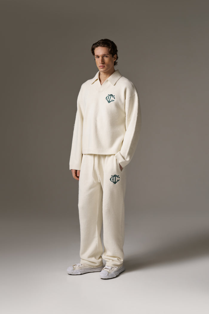MONOGRAM KNITTED JOGGERS - OFF WHITE
