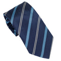 Navy 100% Italian Silk Tie With Light Blue Regimental Stripes