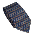Navy Blue 100% Italian Silk Tie With Geometric Weave
