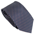 Navy Blue 100% Italian Silk Tie With Rosette Pattern