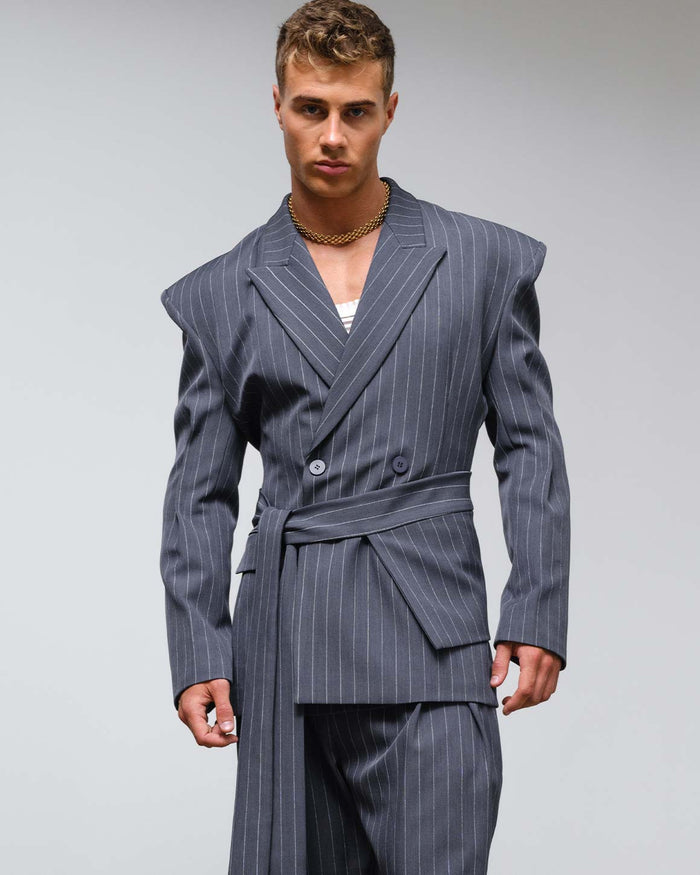 Nikos Jacket Grey Striped