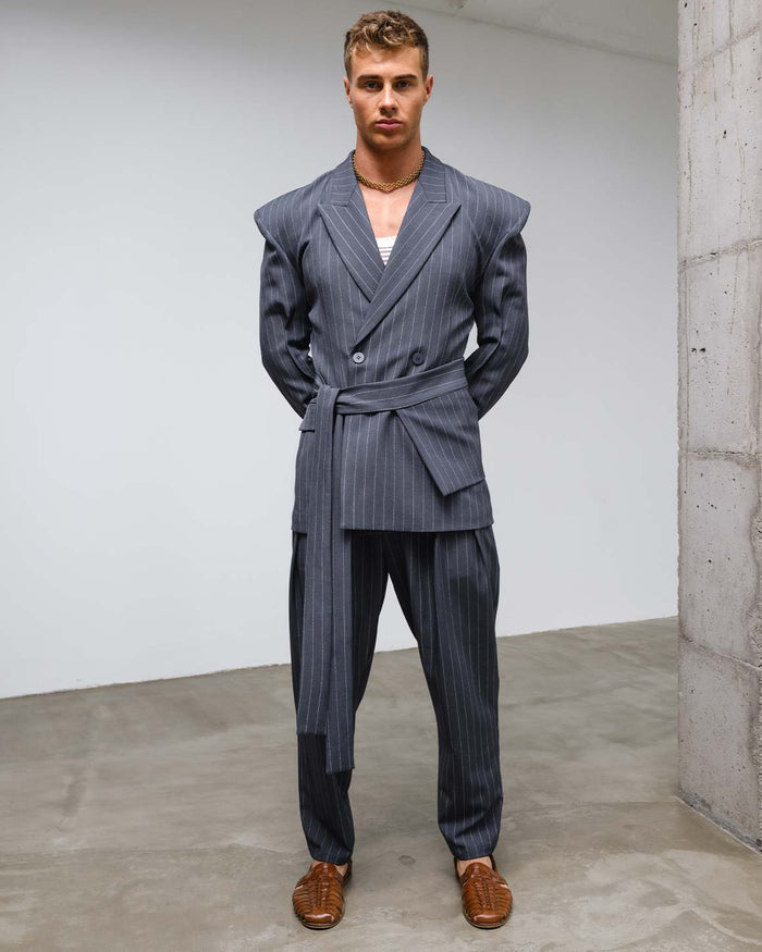 Nikos Jacket Grey Striped