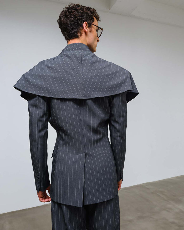 Nikos Poncho Grey Striped