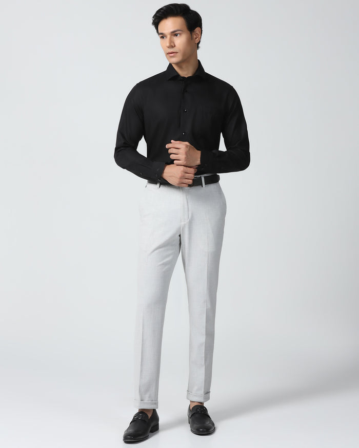 Non Iron Formal Black Check Shirt - Sky