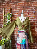 Nova Bell Sleeve Olive 100% Cotton Wrap Top - Fair Trade Made
