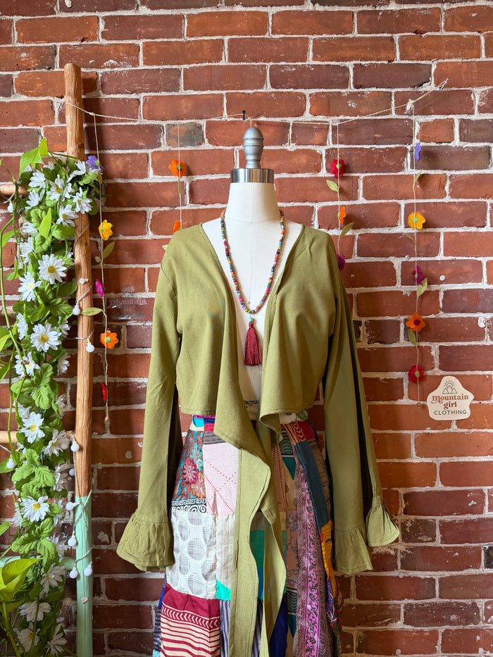 Nova Bell Sleeve Olive 100% Cotton Wrap Top - Fair Trade Made