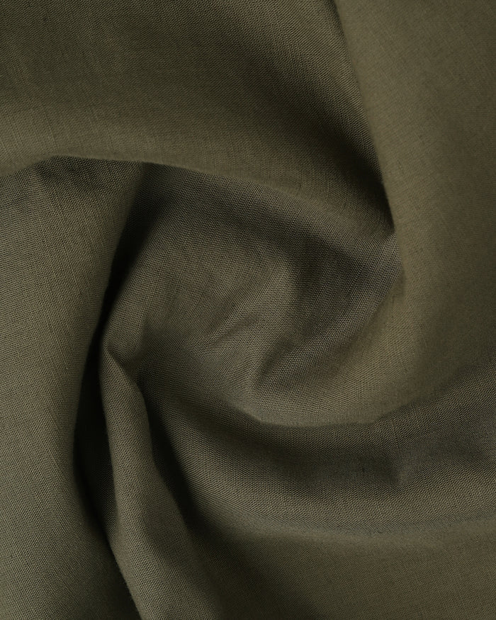 Olive Linen Half Sleeve Solid Shirt - Maison