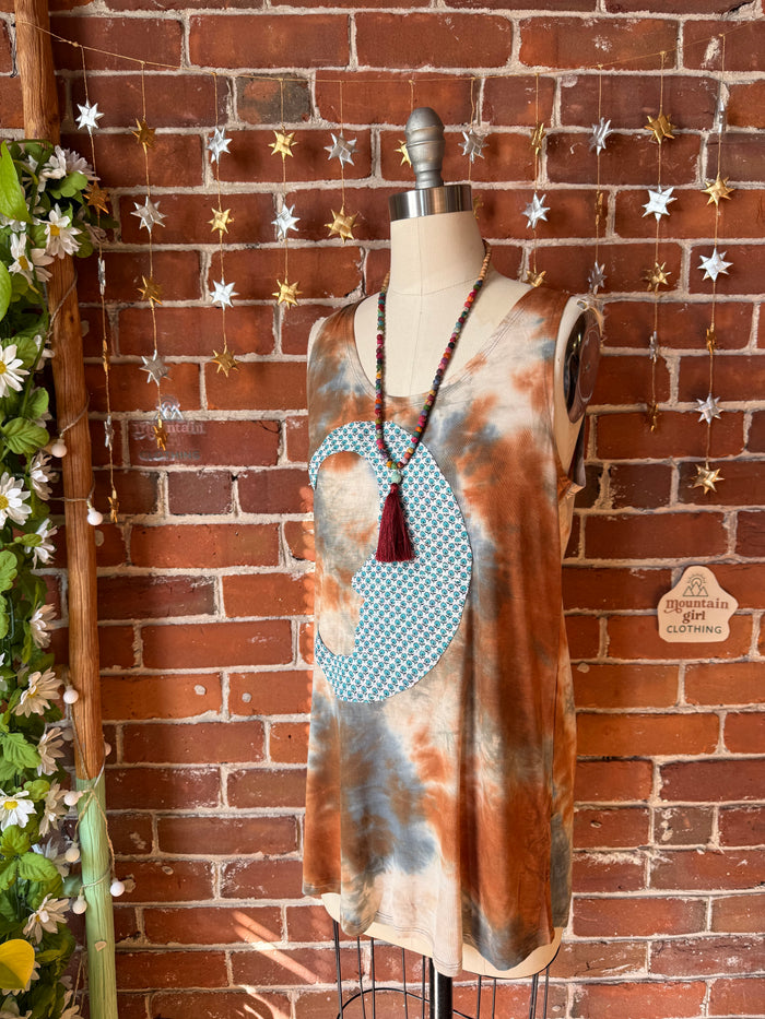 OOAK Spring Collection - Callisto Tie Dye Kantha Crescent Moon Tank Top - Multiple Sizes Available - Final Sale