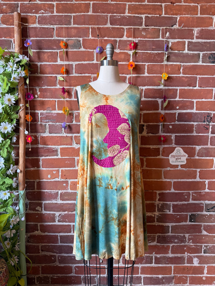 OOAK Spring Collection - Size Small-Medium Callisto Kantha Crescent Moon Tank Top Dress- Final Sale