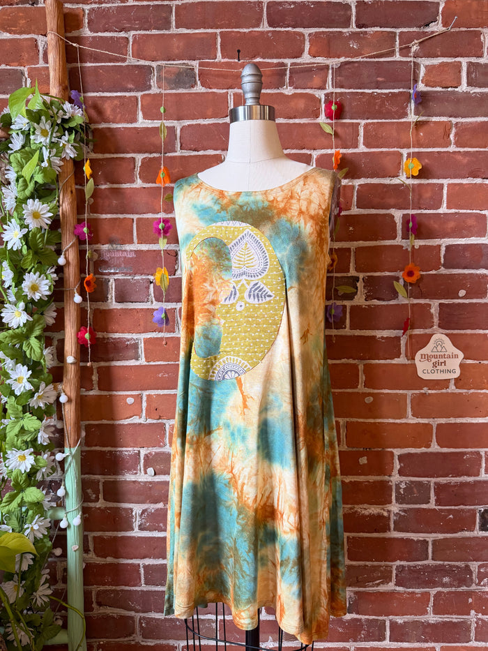 OOAK Spring Collection - Size Small-Medium Callisto Kantha Crescent Moon Tank Top Dress - Final Sale