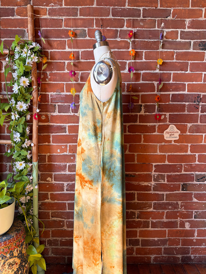 OOAK Spring Collection - Tie Dye Callisto Kantha Crescent Moon Tank Top Maxi Dress- Final Sale