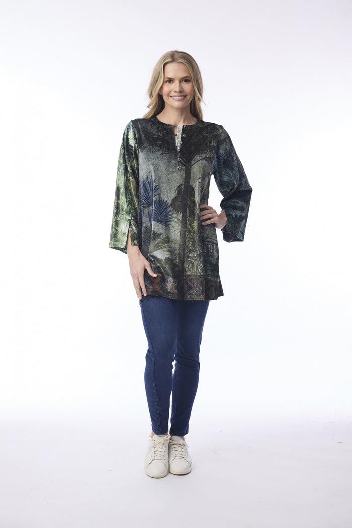 Orientique Digital Print Tropical Jungle Tunic Top