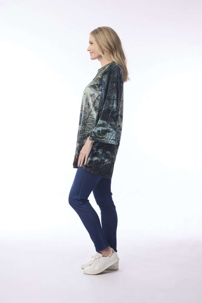 Orientique Digital Print Tropical Jungle Tunic Top