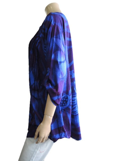 Plusss Crinkle Rayon V Neck Pintuck Top (Up to Size 40)