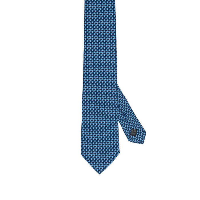 Pure Blue 100% Italian Silk Tie With Micro Blue Dog Pattern