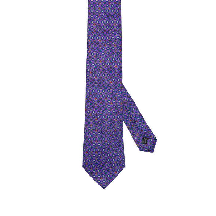 Purple 100% Italian Silk Tie with Micro Geometric Pattern
