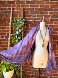 Purple Sky Fringe Tie Dye Cocoon Shawl Coverup Kimono - 100% Cotton