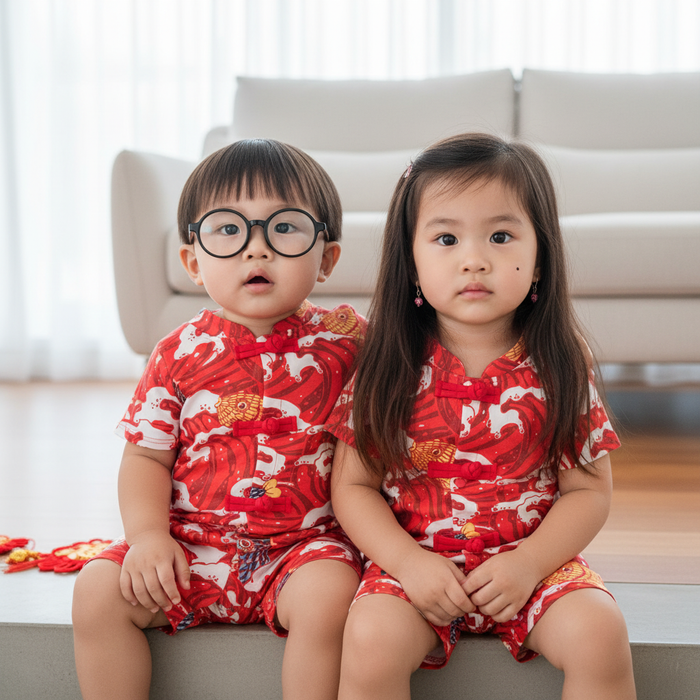 Ready Stock CNY Carp Dragon Leap Baby Boy Cheongsam Romper Singapore Outfit - Little Kooma
