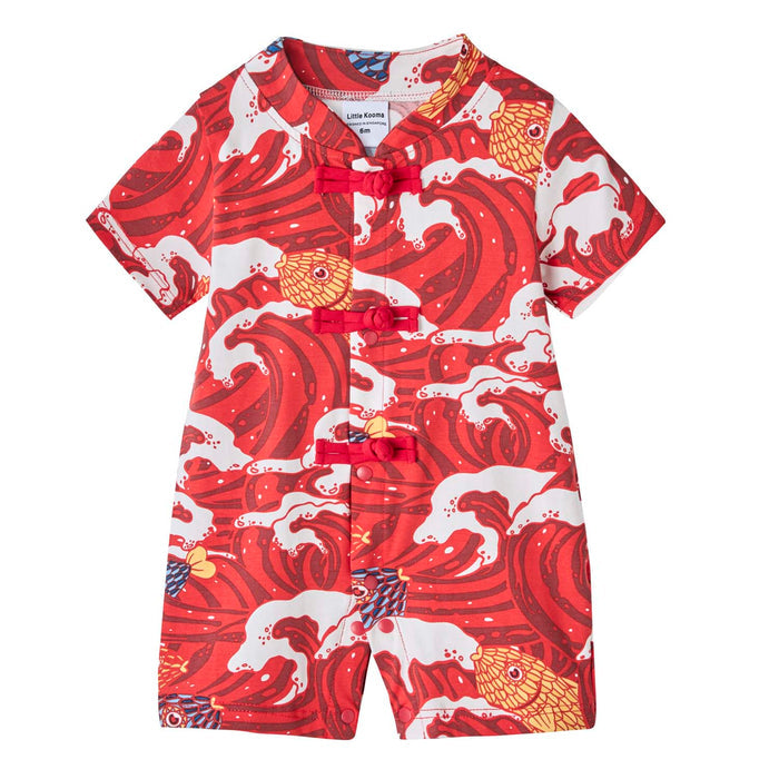 Ready Stock CNY Carp Dragon Leap Baby Boy Cheongsam Romper Singapore Outfit - Little Kooma