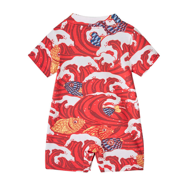 Ready Stock CNY Carp Dragon Leap Baby Boy Cheongsam Romper Singapore Outfit - Little Kooma