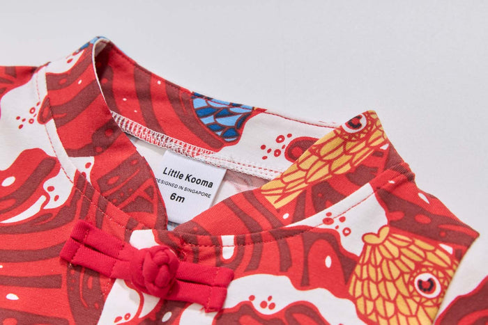 Ready Stock CNY Carp Dragon Leap Baby Boy Cheongsam Romper Singapore Outfit - Little Kooma