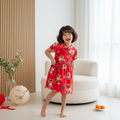 Ready Stock Festive Red Lion Dance Girl Cheongsam Dress Baby Kids CNY Outfit Singapore - Little Kooma