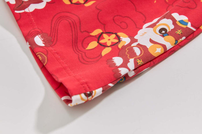 Ready Stock Festive Red Lion Dance Girl Cheongsam Dress Baby Kids CNY Outfit Singapore - Little Kooma