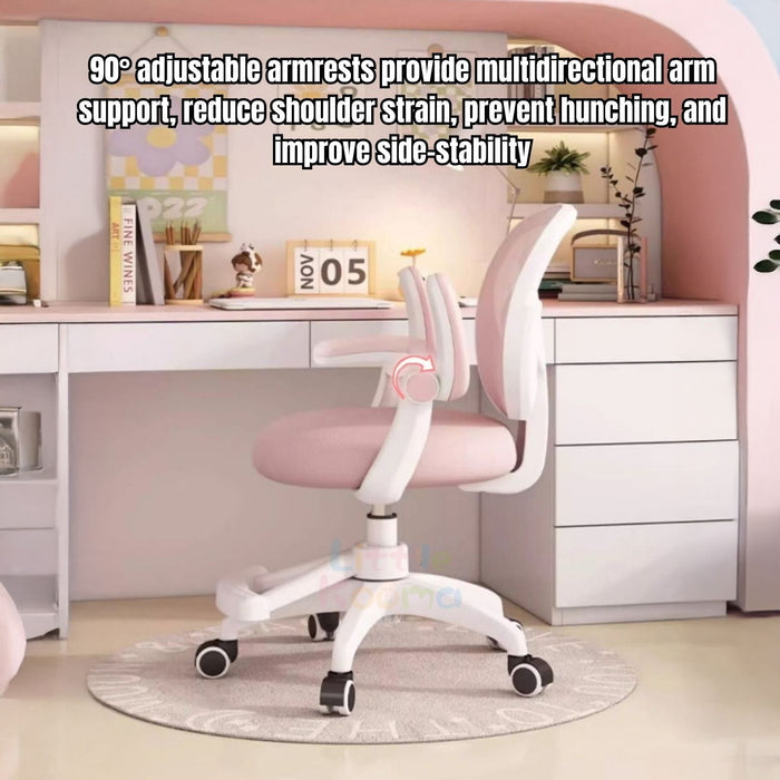 Ready Stock Kids Ergonomic Study Chair Height Adjustable 360° Swivel WithWithout Wheels Footrest - Little Kooma