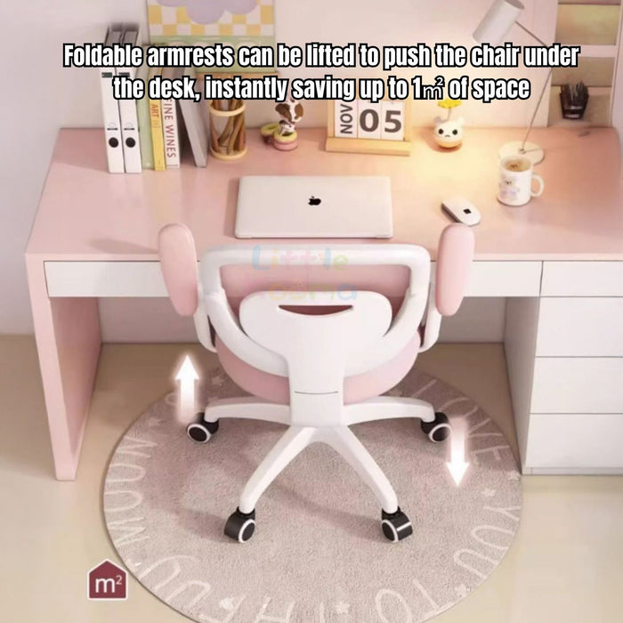 Ready Stock Kids Ergonomic Study Chair Height Adjustable 360° Swivel WithWithout Wheels Footrest - Little Kooma