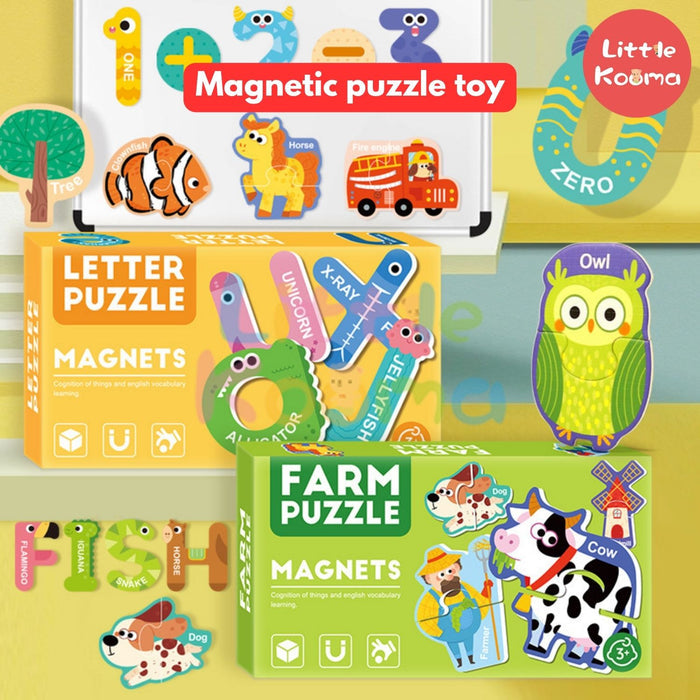 Ready Stock Magnetic Alphabet & Number Puzzle Early Learning Toy for Kids 3 Years + - Little Kooma