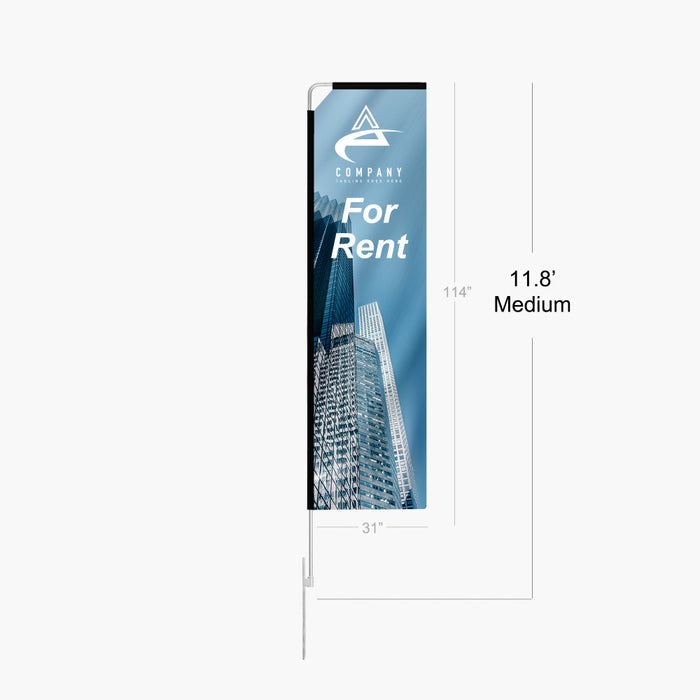 Medium - 11.8ft / Single Sided Print Thru / None (Pole Not Included - Fabric Only)