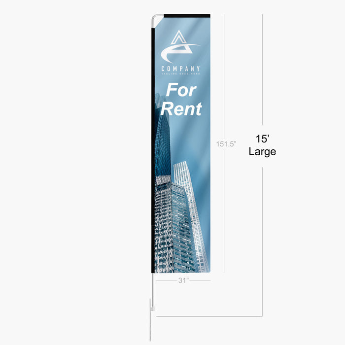 Large - 15ft / Single Sided Print Thru / None (Pole Not Included - Fabric Only)