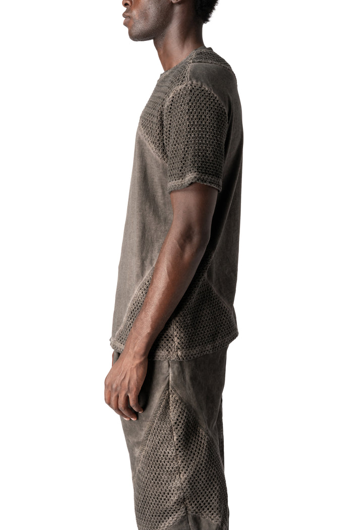 Regular meshcore cotton T-shirt, Mud
