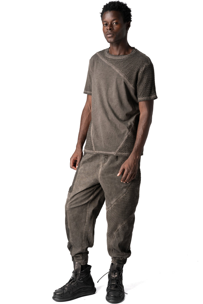 Regular meshcore cotton T-shirt, Mud