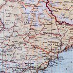 Map of a region with labeled boundaries and roads