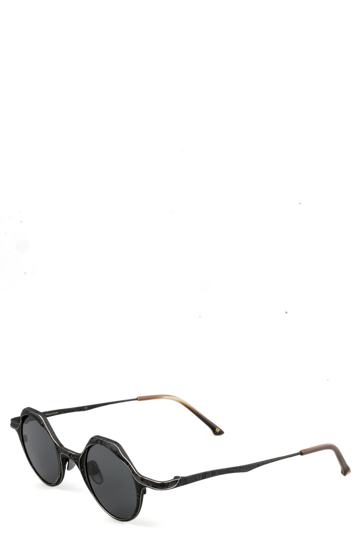Round titanium sunglasses, Black
