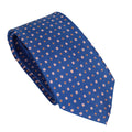 Royal Blue 100% Italian Silk Tie With Geometric Pink Square Pattern