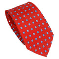 Royal Red 100% Italian Silk Tie With Blue Micro Royal Blue Geometric Pattern