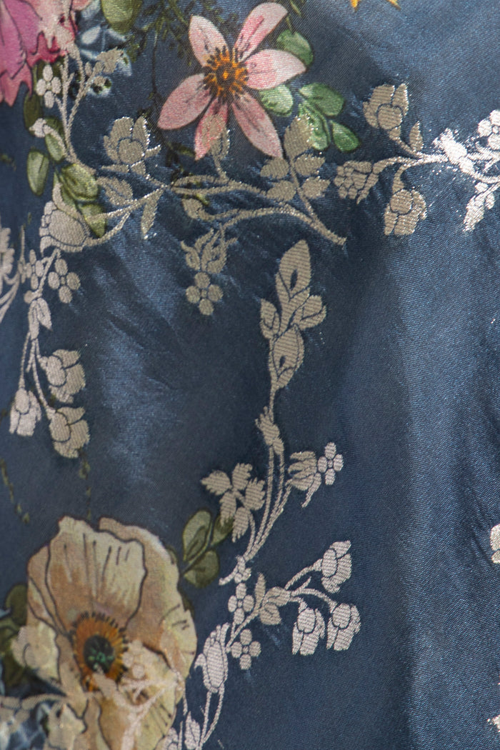 Sabah Cotton Silk Blue Blouse