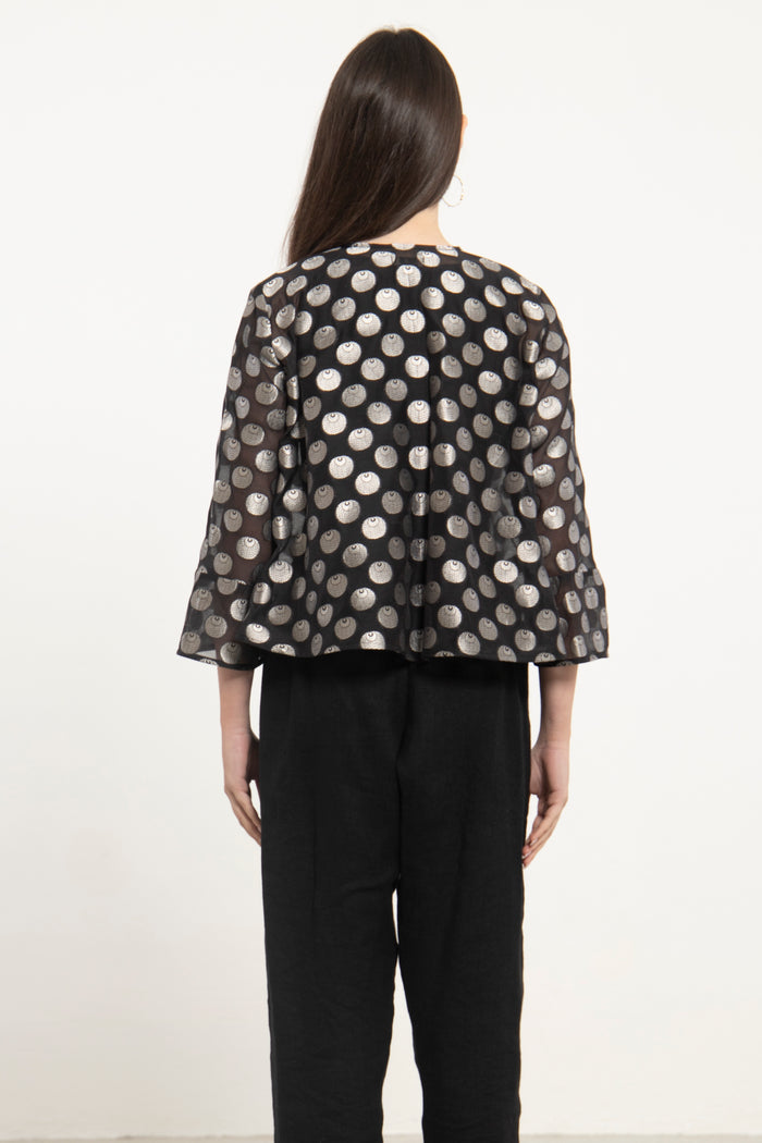 Sabah Cotton Silk Silver Blouse