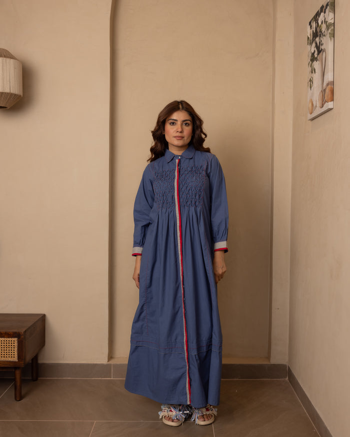 Dark Blue Sage Long Dress - OurDve