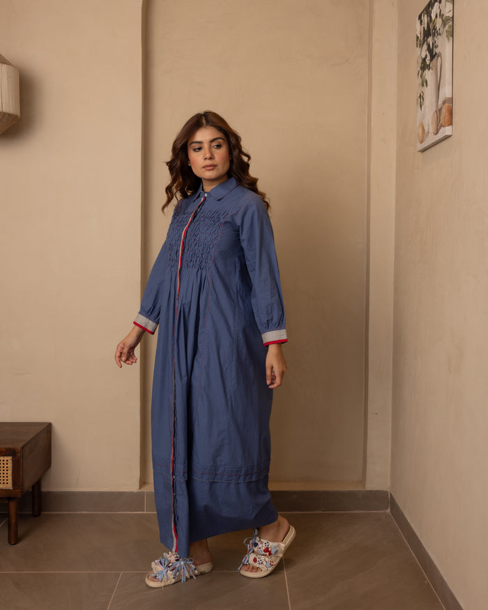 Dark Blue Sage Long Dress - OurDve