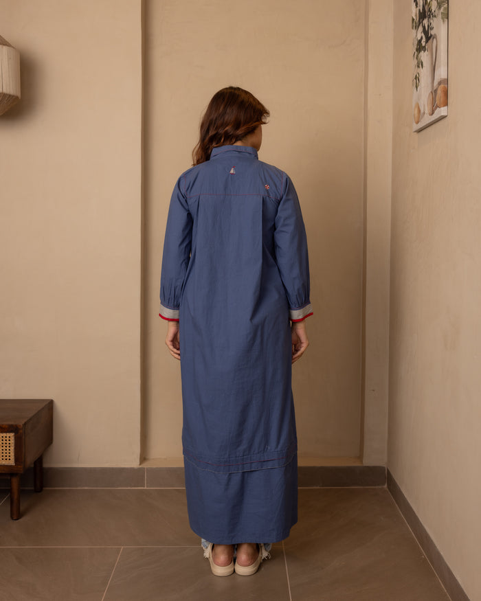 Dark Blue Sage Long Dress - OurDve