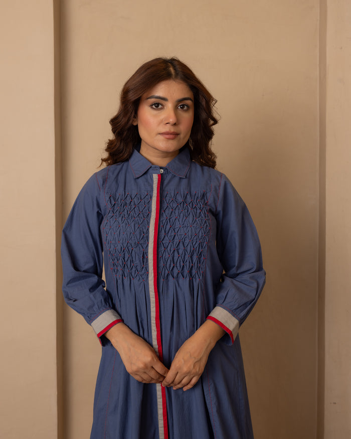 Dark Blue Sage Long Dress - OurDve