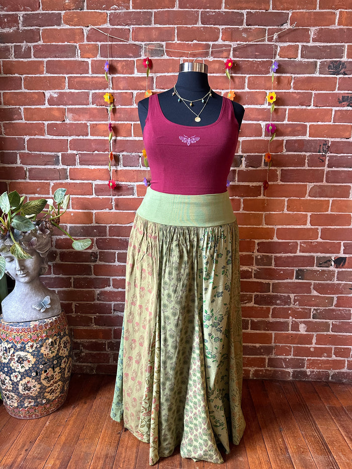 Size 14-20 100% Cotton Yoga Waistband Patchwork Boho Festival Skirt -Fair Trade Made - Multiple Colors Available