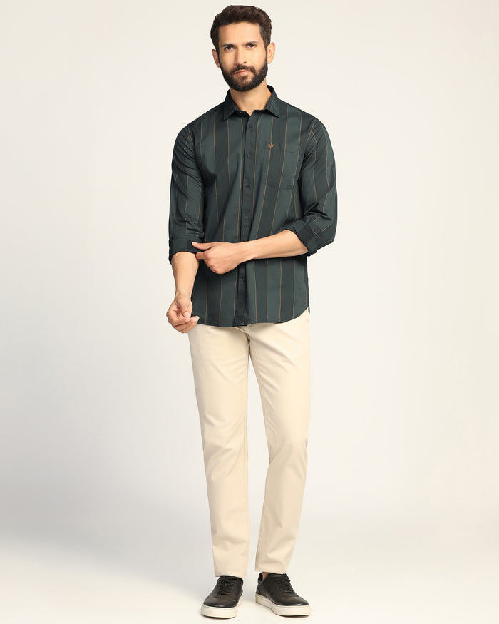 Slim Comfort B-95 Casual Beige Textured Khakis - Kary