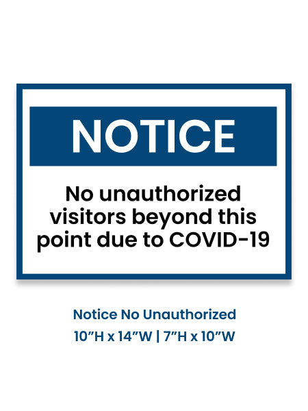 Notice No Unauthorized 7 x 10 (Pack of 5)