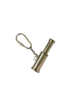 Metal telescope keychain on a white background