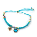 Summer Adjustable Double Seed Bead Bracelet - Turquoise